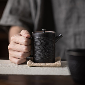 Handmade Ceramic Teapot Black Silver Plated Cylinder With Lid Small Single Kung Fu <b>Tea</b> <b>Set</b> For Home Use Afternoon <b>Tea</b> - Product Image 2