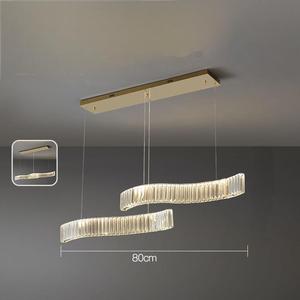 Italian Style Long Square Crystal Chandelier Pendant for Dining Room or Bar Table Warm White Striped Rectangle Design - Product Image 6