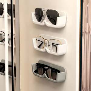 Self-adhesive Wall Mounted White Plastic <b>Glasses</b> Storage <b>Holder</b> with Customized Size and Customer's Logo for Home Storage - Product Image 4