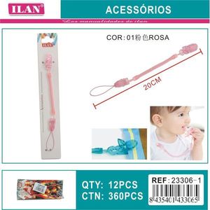 Cordón para chupete Ilan, modelo Spring, color rosa, 20 cm, accesorio para alimentación de bebés - Product Image 3
