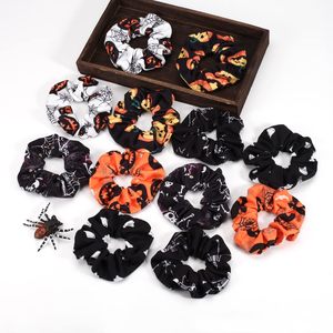 Elastici per capelli di Halloween morbidi con teschio di zucca autunnale fantasmi legacci per capelli a ragnatela pipistrello elastici Scrunchy fasce per capelli regali - Product Image 4