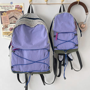 Custom Logo Casual Nylon <b>Drawstring</b> <b>Backpack</b> School Travel Hiking Pack Daypack Light Weight Camping Sports Bag Zipper for Women - Product Image 1