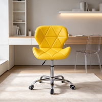 Chaise de bureau pivotante en cuir rose avec roulettes, style nordique, pour la maison et le maquillage