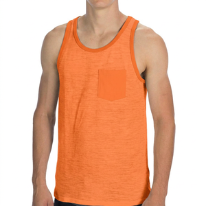 Débardeur de sport respirant à rayures pour homme avec poche, col rond, sans manches, décontracté - Product Image 2