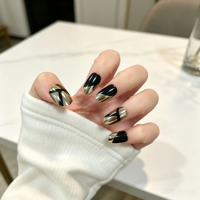 Ensemble de 24 faux ongles réutilisables de forme carrée, en matériau ABS, pré-conçus, longueur moyenne, pour femmes, à utiliser sur les doigts