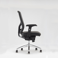 Chaise de bureau ergonomique en cuir à dossier mi-haut avec hauteur de dossier réglable, coussin en PU et accoudoirs 3D pour tâches informatiques