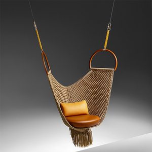 उच्च अंत इनडोर हैंगिंग कुर्सी आउटडोर गार्डन गोल्डन रस्सी कपास मैकरा हैममॉक - Product Image 2