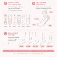 Chaussettes de yoga personnalisées avec grip pour femmes, chaussettes de Pilates antidérapantes personnalisées avec sangles, chaussettes de fitness personnalisées avec grip