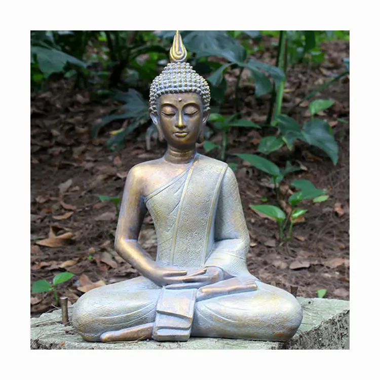 Al aire libre decoración hecha a mano artesanía gran Buda sentado estatuas de resina