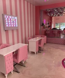<span class=keywords><strong>Table</strong></span> de <span class=keywords><strong>manucure</strong></span> de salon au design de luxe avec dépoussiéreur en marbre rose et station de bureau en <span class=keywords><strong>bois</strong></span> pour ongles de beauté pour salon de <span class=keywords><strong>manucure</strong></span> - Product Image 2