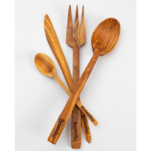 Ensemble de couverts en bois d'olivier Buonomou, 4 pièces, outils de cuisine durables, lavage à la main uniquement - Product Image 1