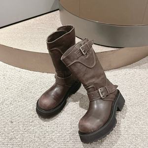 New Top-quality women's black ankle boots leather fashionable and elegant boots Sweet and cool handsome upper water-resistant - Product Image 1