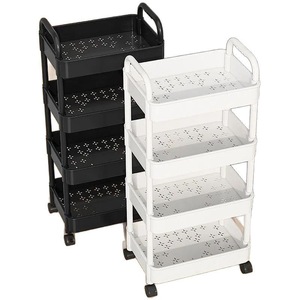 Étagère de rangement multifonctionnelle pour cuisine avec roulettes, chariot mobile en plastique à 3 niveaux pour le stockage de nourriture, légumes et fruits à la maison - Product Image 5