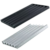 Loyang roti Baguette Prancis paduan aluminium, untuk memanggang roti Prancis dengan lubang tahan panas, nampan memanggang roti 5 roti