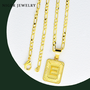 Hommes et femmes de initiales A-Z nom pendentif collier mode figaro chaîne de cuivre collier 18K or plaqué bijoux - Product Image 5