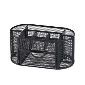 Mesh Desk Organizer Pencil Holder 9 Compartments With Drawer