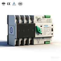 Commutateur de transfert automatique triphasé HANDELE HDATS-125PV/4P ATS sur rail DIN, double alimentation PC, 50/60Hz 400V AC, capacité de coupure 100A