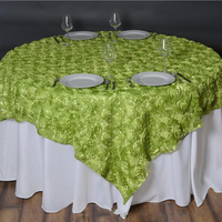 Maßgefertigte Satin 3D-Rosetten-Tischdecke für Hochzeiten, Partys und Zuhause