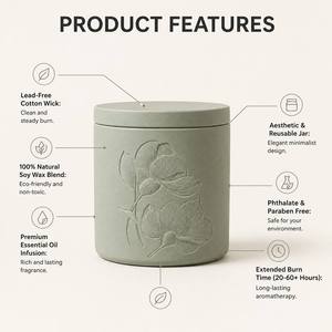 Handmade Plaster <b>Cup</b> Candle Gift Set Monochromatic Design For Aesthetic Gifting Bulk Custom Logo With Color Box Packaging - Product Image 3
