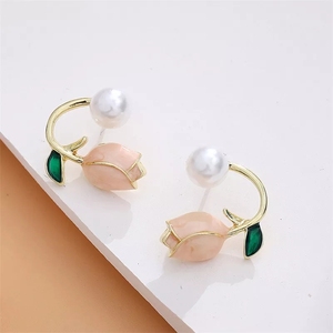 Nuevo pendiente de flor Rosa verano pequeño diseño de tulipán fresco elegante moderno <span class=keywords><strong>Stud</strong></span> pendientes - Product Image 2