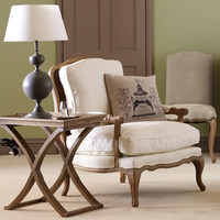 Fauteuil individuel de style américain en bois massif et tissu pour salon, balcon, bureau, chambre à coucher, fauteuil de loisirs, fauteuil de lecture français