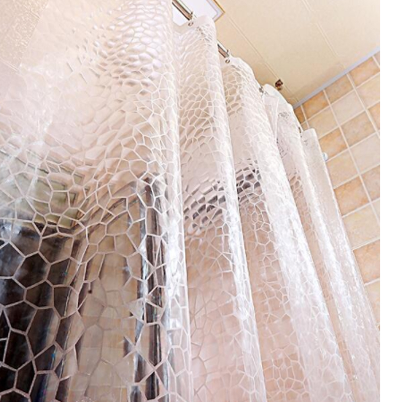 Полупрозрачная занавеска для душа с объемным изображением водного Куба, водонепроницаемая занавеска, занавеска с защитой от прилипания, утолщенная занавеска против плесени для ванной комнаты