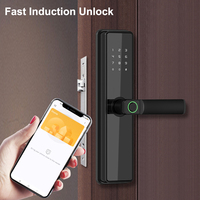Cerradura Electrónica Inteligente para Puerta, con Huella Dactilar, Contraseña, Tarjeta RFID, Aplicación, Sin Llave, Cerrojo, WiFi Tuya, Acero, para Apartamento