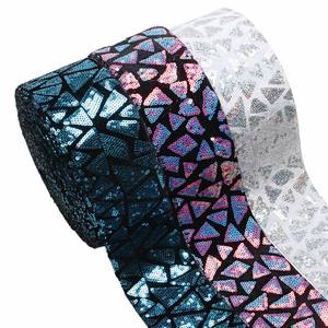 Nouveau Design Gros-Grain Ruban Paillettes 3 "Large Accessoires De Cheveux 75mm Ruban À Paillettes pour Filles Cheveux Robe Décoration Bandeau - Product Image 3