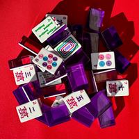 Jeu de tuiles de mahjong américaines en acrylique de luxe à 3 couches, gravées sur mesure, motif 'Deux moineaux et Lapin porte-bonheur', 160 tuiles, pour soirées de jeu