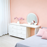 Meubles de chambre à coucher : Armoire de luxe pour fille avec coiffeuse design, table de maquillage tendance avec miroir LED