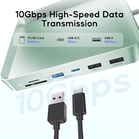 Adattatore Hub USB PULWTOP per iMac M1/M3/M4 con USB C 10Gbps, 3*USB-A, SD/TF, Supporto Espansione SSD M.2 fino a 4TB (Non Incluso), Verde