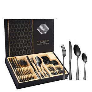 24 pezzi posate posate posate <span class=keywords><strong>Set</strong></span>, servizio utensili in acciaio inox per 6, Include forchetta coltello cucchiaio, lucidato a specchio - Product Image 5