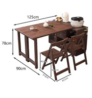 Table à manger pliante réglable en bois massif, armoire latérale rétractable multifonctionnelle pour petit appartement