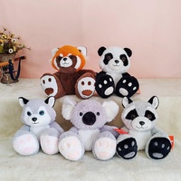 Peluche géante en forme d'animal, chat noir et blanc mignon, koala, renard, raton laveur, jouet doux, poupée de réconfort, décoration d'intérieur, cadeau de fêtes
