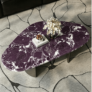 Table basse sculpturale en <span class=keywords><strong>quartz</strong></span> violet, artisanale, personnalisée, en pierre artificielle cannelée, style antique, moderne, de luxe, écologique pour hôtel - Product Image 4