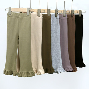Pantaloni a zampa di elefante per bambini primavera pantaloni carini in cotone morbido e Casual pantaloni elasticizzati pantaloni eleganti e da principessa per bambini - Product Image 2