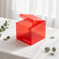 Boîtes cadeaux en plastique PET transparentes rectangulaires de haute qualité pour café, thé, jus, boissons, emballages en blister recyclables, couleur personnalisée rouge