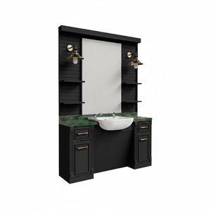 Mejor Oferta para Estación de Barbería Comercial Plegable de Madera Negra Moderna de Alta Calidad, Muebles de Salón con Espejo, Modelo 413 - Product Image 2