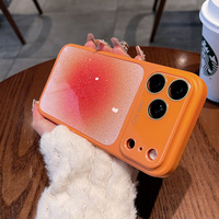 Coque de téléphone tendance avec protection d'objectif photo à fenêtre large, effet dégradé et paillettes brillantes pour iPhone 17 16 15 14 13 12 Pro Max