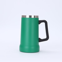 Mug à bière isotherme double paroi en acier inoxydable, grande capacité, avec couvercle anti-fuite, pour usage quotidien, gobelet portable