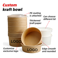 Boîte alimentaire jetable ronde personnalisée de 16 oz, emballage biodégradable à emporter, récipient en papier kraft pour nouilles et salades