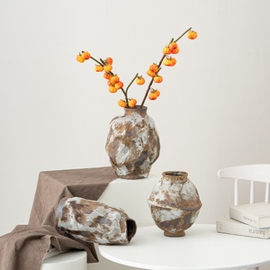 Stile cinese Wabi Sabi Sabi grande vaso in <span class=keywords><strong>ceramica</strong></span> di fascia alta per soggiorno decorazione di vaso ornamentale vaso di fiori - Product Image 1