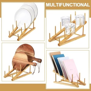Kitchen cabinet storage unit, wooden bamboo <b>dish</b> rack, clothes rack, plate and bowl cabinet, cutting board display rack - Product Image 4