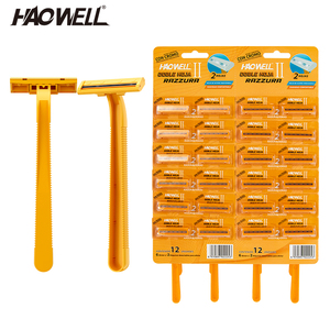 HWF07 <span class=keywords><strong>Afeitadora</strong></span> económica desechable de 2 hojas gemelas barata para hombres Mango de plástico antideslizante Hoja de acero inoxidable Paquete de 24 piezas OEM ODM - Product Image 5