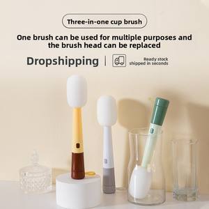 Cepillo de limpieza tres en uno para vasos y botellas, ideal para limpiar vidrio. - Product Image 2