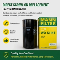 Filtro de Aceite MANN FILTER WD13145, Filtro de Lubricación de Repuesto para Compresor de Aire de Tornillo