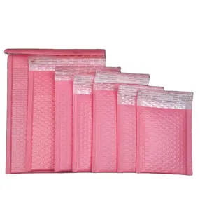 사용자 정의 친환경 재활용 대형 배송 핑크 버블 메일러 8.5*12 폴리 랩 로고 디자인 패딩 봉투 메일 링 가방