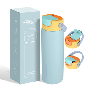 Bouteille d'eau en acier inoxydable à double paroi isolée sous vide de 24oz avec couvercle en paille rabattable - Product Image 1