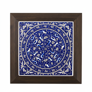 Turco pintado a mano de cerámica enmarcado azulejo - Product Image 2