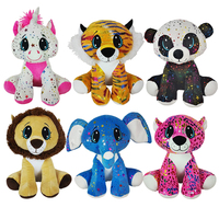 Jouets en peluche léopard rose personnalisé de grands yeux, oreiller en peluche, panthère, léopard, pour bébé, pièces